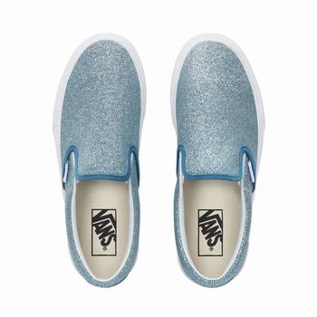 Damske Tenisky Na Platforme Vans Glitter Classic Slip-On Modre VA18JOYRK